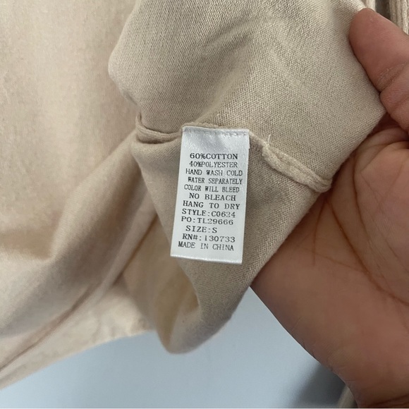 Umgee Ruffle Sweater Crew Neck Pullover Tan Blush Long Sleeve sz S - Picture 5 of 6